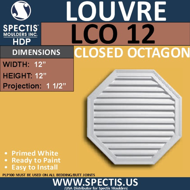 LCO12 Octagon Gable Louver Vent - Closed - 12"