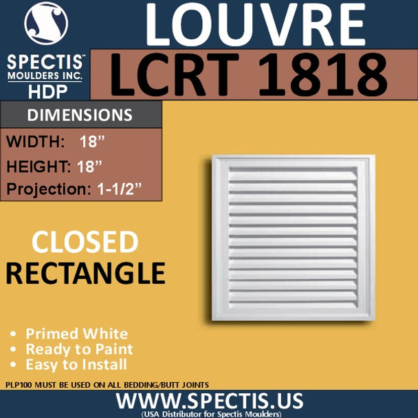 LCRT1818 Rectangle Gable Louver Vent - Closed - 18 x 18