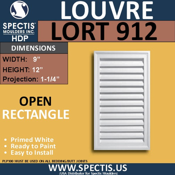 LORT912 Rectangle Gable Louver Vent - Open - 9 x 12