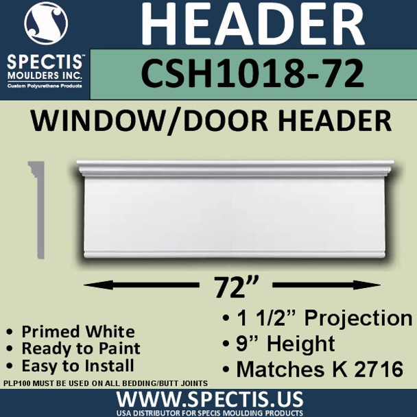 CSH1018-72 Crosshead for Window/Door 1.5"P x 9"H x 72"W