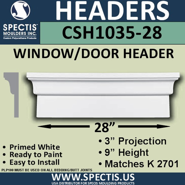 CSH1035-28 Crosshead for Window/Door 3"P x 9"H x 28"W