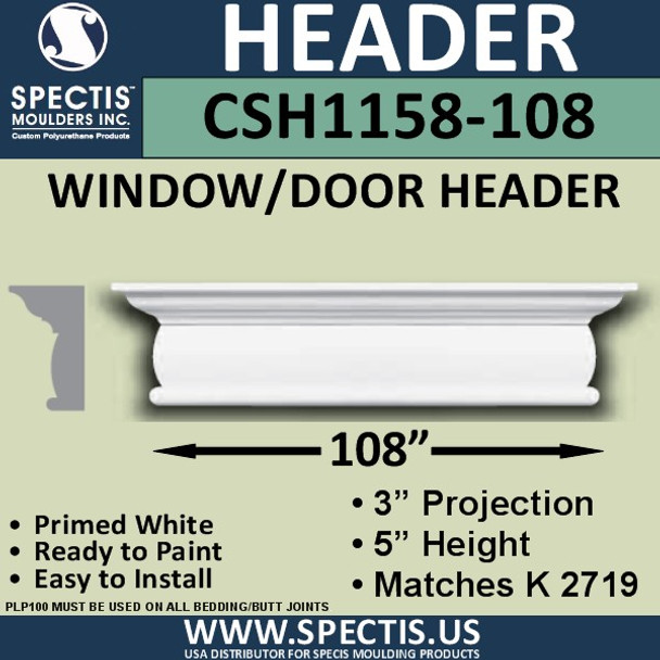 CSH1158-108 Crosshead for Window/Door 3"P x 5"H x 108"W