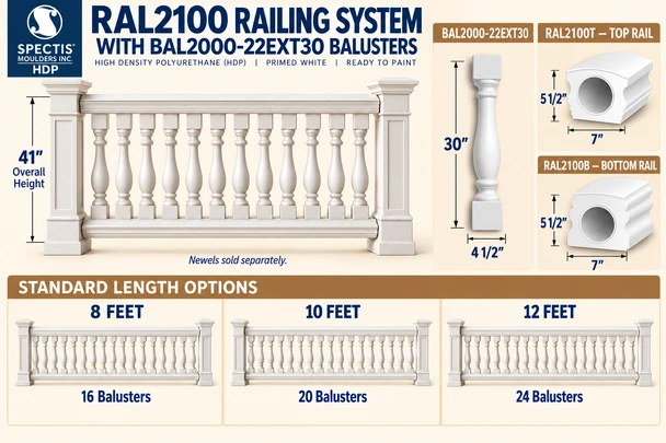 RAL 2100 handrail section with BAL2000-22EXT30 balusters