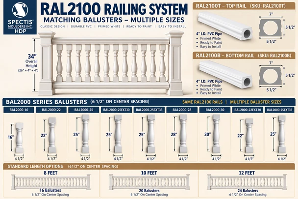 RAL 2100 handrail sections in the BAL2000 series