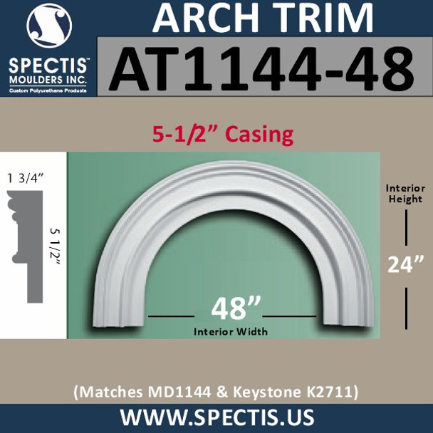 AT1144-48 Arch Circle Top 5.5" Wide Casing Fits 48" Opening