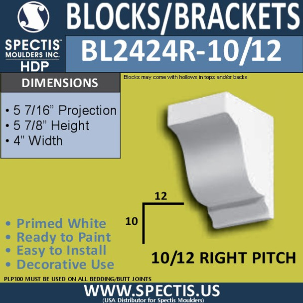 BL2424R-10/12 Pitch Eave Block 4"W x 6"H x 6" P
