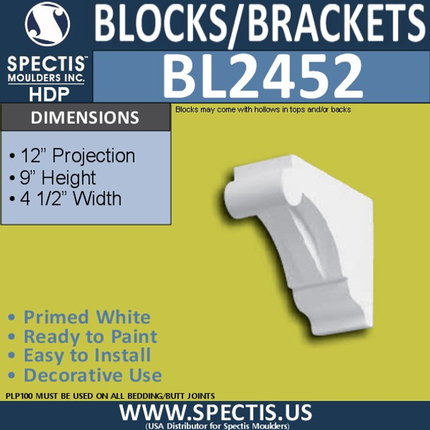 BL2452 Eave Block or Bracket 4.5"W x 9"H x 12" P