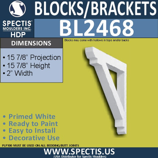 BL2468 Eave Block or Bracket 2"W x 16"H x 16" P