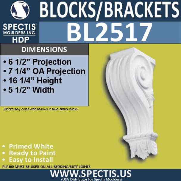 BL2517 Eave Block or Bracket 5.5"W x 16.25"H x 6.5" P