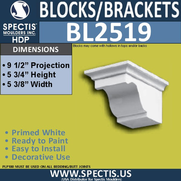 BL2519 Eave Block or Bracket 5.25"W x 5.75"H x 9.5" P