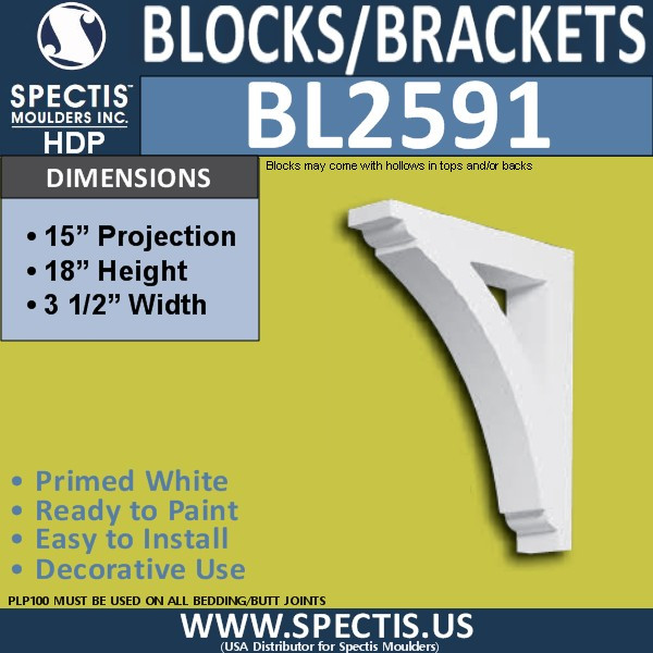 BL2591 Eave Block or Bracket 3.5"W x 18"H x 15" P