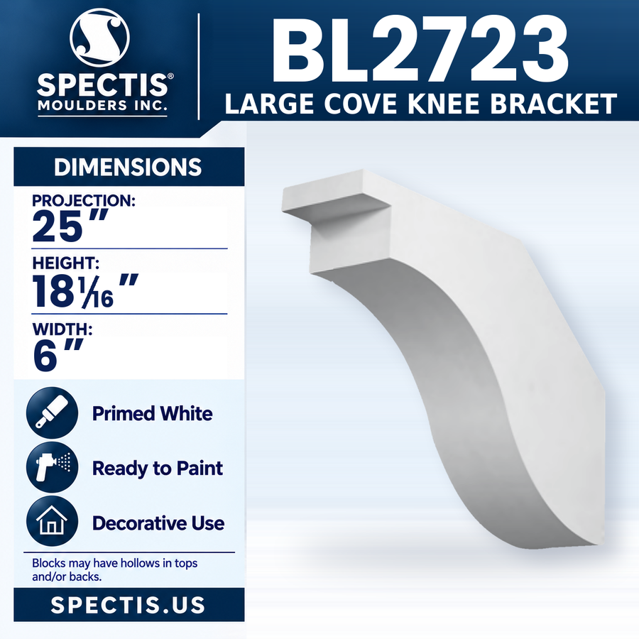 BL2723 Large Cove Knee Bracket, Spectis polyurethane bracket, 25 in projection x 18 1/16 in high x 6 in wide
