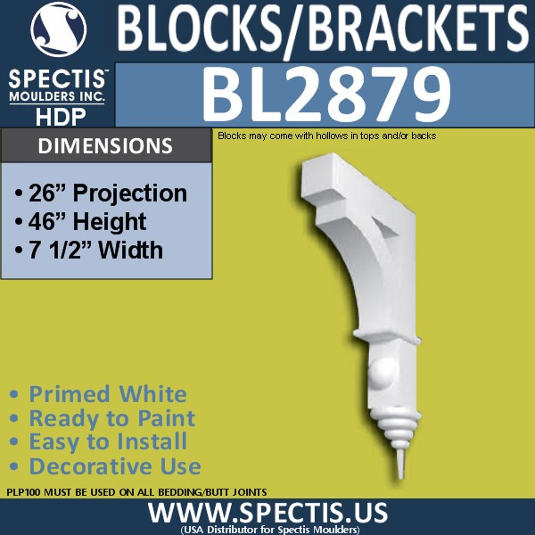 BL2879 Eave Block or Bracket 7.5"W x 46"H x 26" P