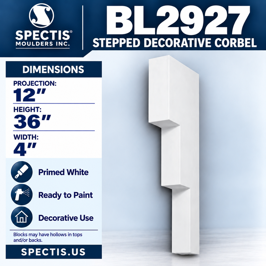 BL2927 Stepped Decorative Corbel 4"W x 36"H x 12"P