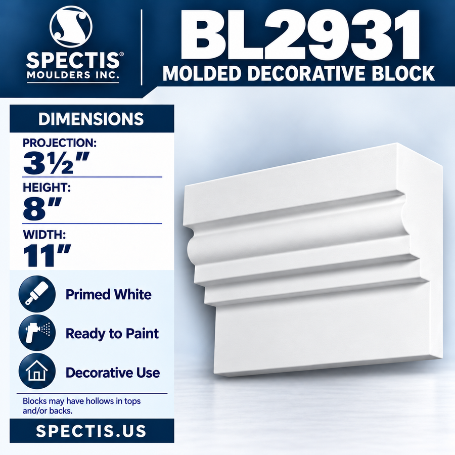 BL2931 Molded Decorative Block 11"W x 8"H x 3.5"P