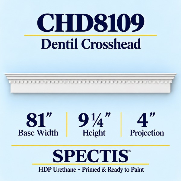 CHD8109 Dentil Crosshead, primed HDP urethane, 81 inch base width x 9 1/4 inch height x 4 inch projection