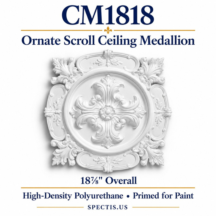 CM1818 Ornate Scroll Ceiling Medallion — HDP — 18⅞″ Overall