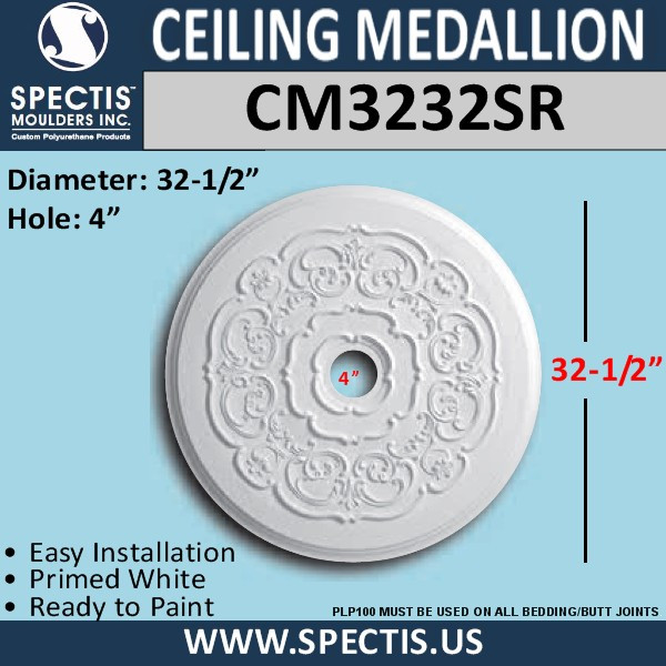 CM3232SR Decorative Ceiling Medallion 4" Hole x 32-1/2" Round