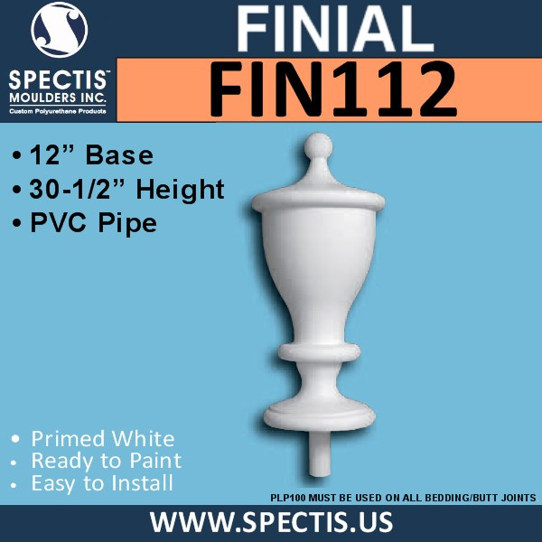 FIN112 Tall Urn Style Urethane Finial 12" x 30-1/2"