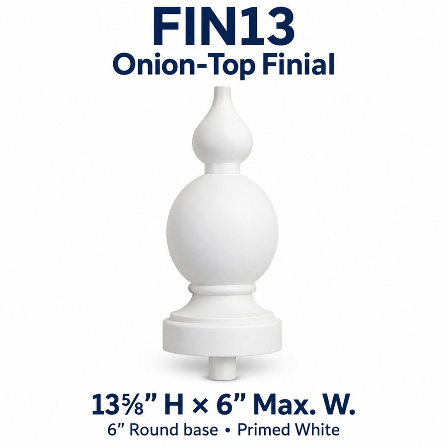FIN13 Onion-Top Finial; 13⅝″ H × 6″ Max. W; 6″ Round base