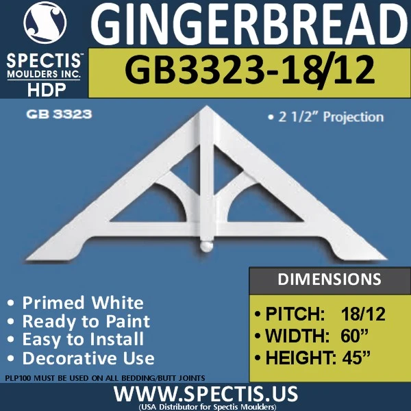 GB3323-18-12 Gingerbread Gable Trim 60"W X 45"H
