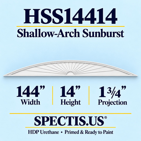 HSS14414 Sunburst — 144 inch width x 14 inch height x 1 3/4 inch projection — primed HDP urethane
