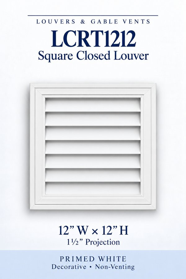 LCRT1212 Square Closed Louver — 12″ W × 12″ H — Primed White