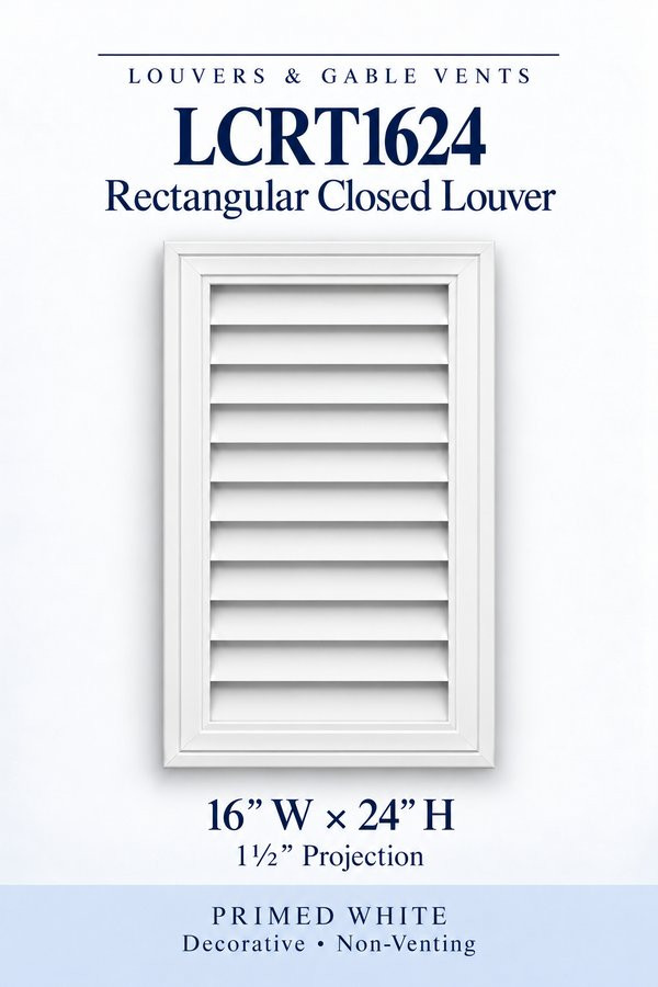 LCRT1624 Rectangular Closed Louver — 16″ W × 24″ H — Primed White
