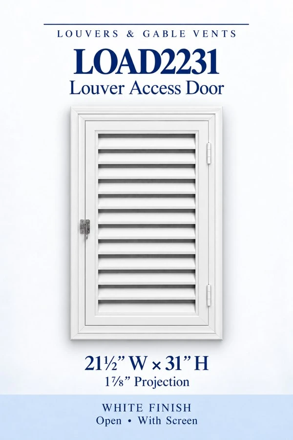 LOAD2231 Rectangular Louver Access Door — 21 1/2″ W × 31″ H — White