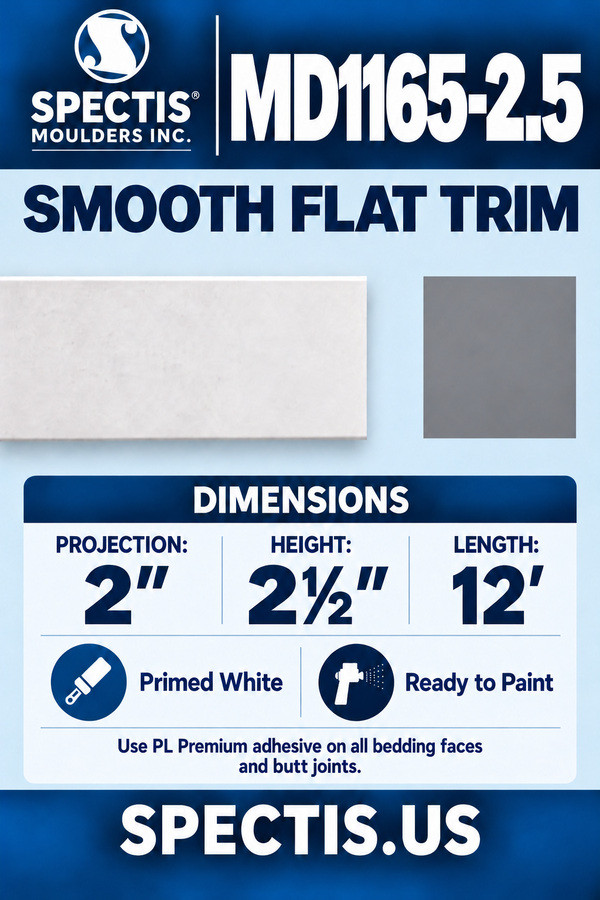 MD1165-2.5 Smooth Flat Trim — Spectis moulding dimensions and profile