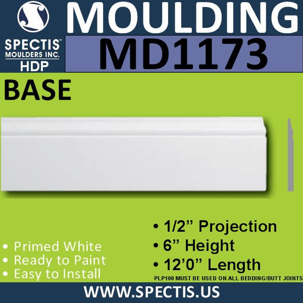 MD1173 Spectis Molding Base Trim 1/2"P x 6"H x 144"L