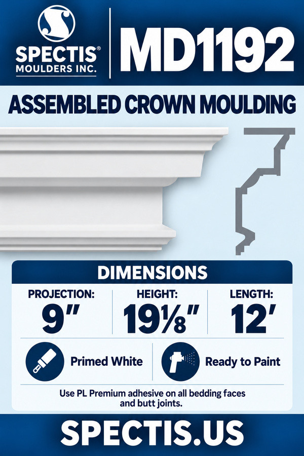 MD1192 Assembled Crown Moulding — Spectis moulding dimensions and profile