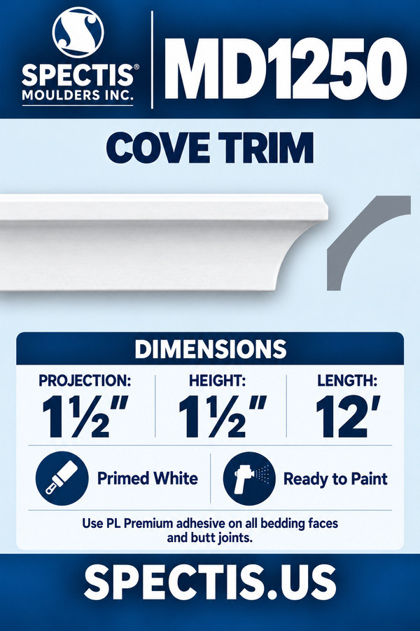 MD1250 Cove Trim — Spectis moulding dimensions and profile