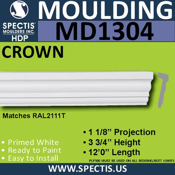 MD1304 Spectis Molding Case Trim 1 1/16"P x 3 3/4"H x 144"L