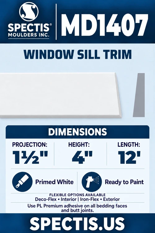 MD1407 blue card with aligned moulding and side profile