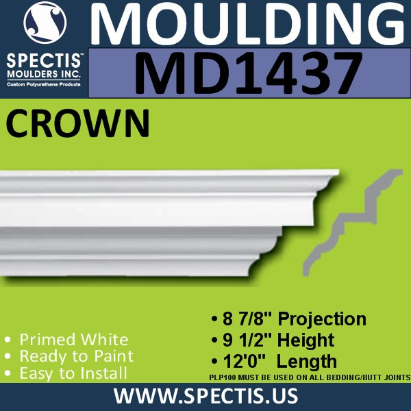 MD1437 Spectis Crown Molding Trim 8 7/8"P x 9 1/2"H x 144"L