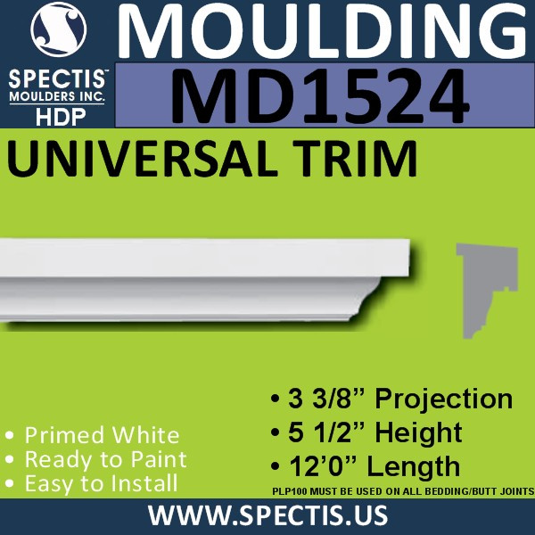 MD1524 Spectis Molding Cap Trim 3 3/8"P x 5 1/2"H x 144"L
