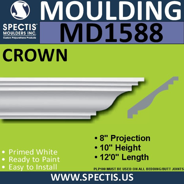 MD1588 Spectis Crown Molding Trim 8"P x 10"H x 144"L