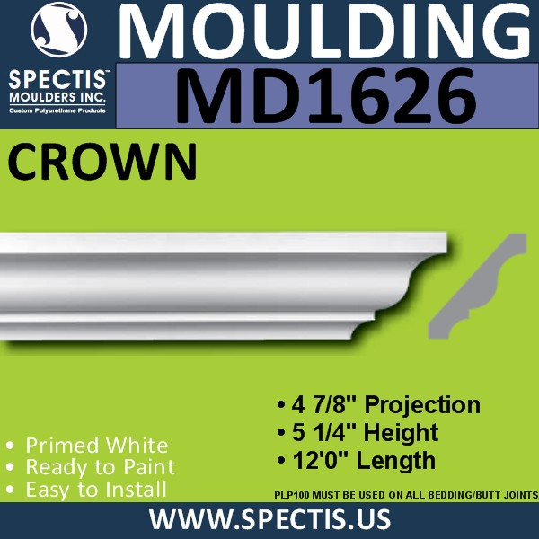 MD1626 Spectis Crown Molding Trim 4 7/8"P x 5 1/4"H x 144"L