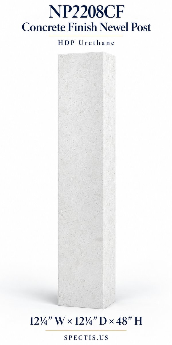 NP2208CF Concrete Finish HDP Urethane Newel Post – 12¼″ × 48″