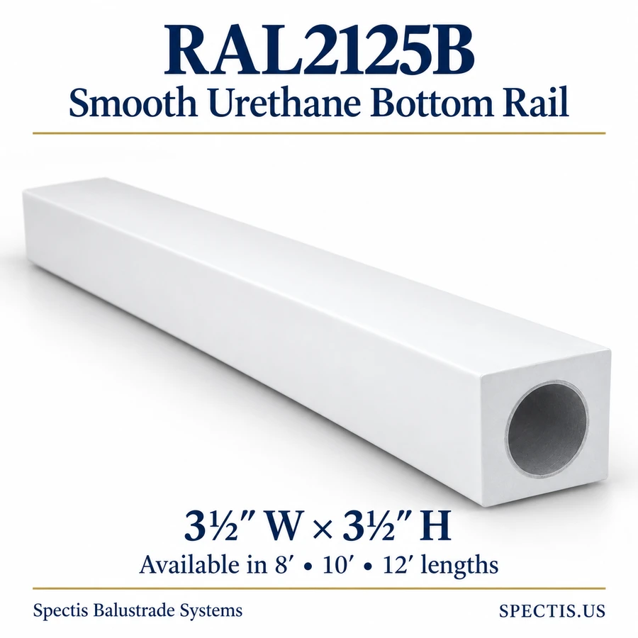 RAL2125B Spectis Smooth urethane bottom rail, 3½ inches wide by 3½ inches high