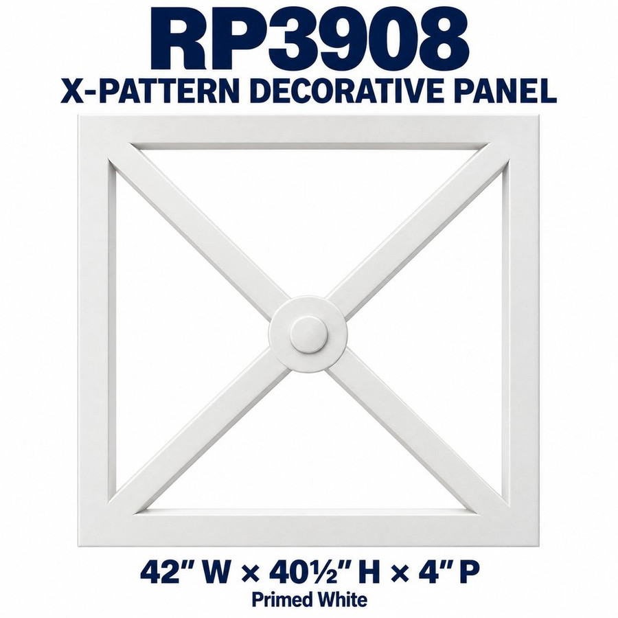 RP3908 X-Pattern Decorative Panel; 42″ W × 40½″ H × 4″ P; primed white