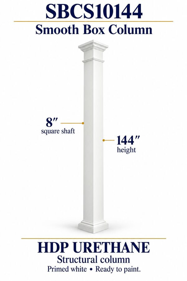 SBCS10144 Smooth Structural Box Column – 8″ square shaft × 144″ height