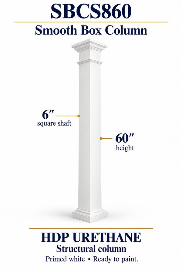 SBCS860 Smooth Structural Box Column – 6″ square shaft × 60″ height