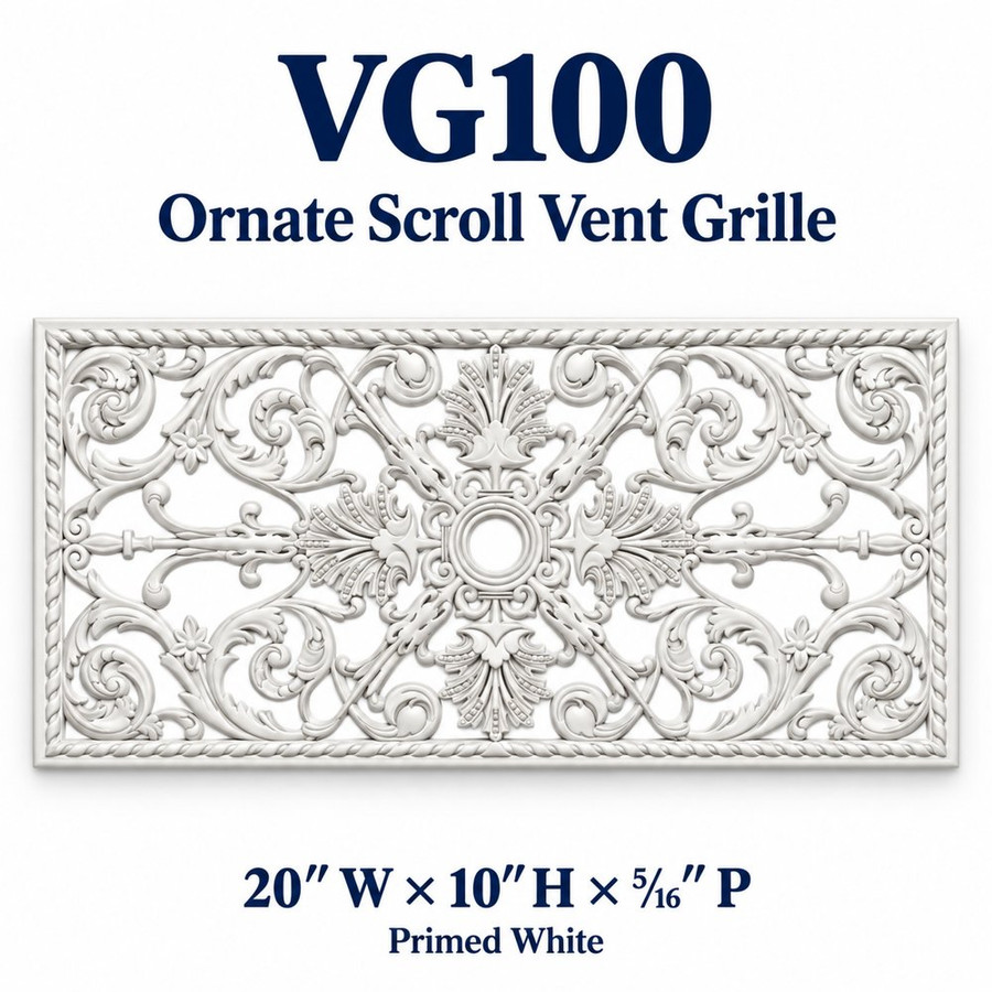 VG100 Ornate Scroll Vent Grille – primed white