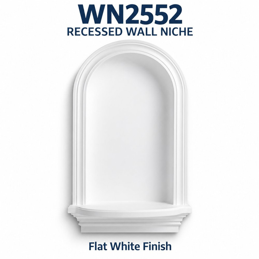 WN2552 recessed wall niche, Flat White Finish; product illustration
