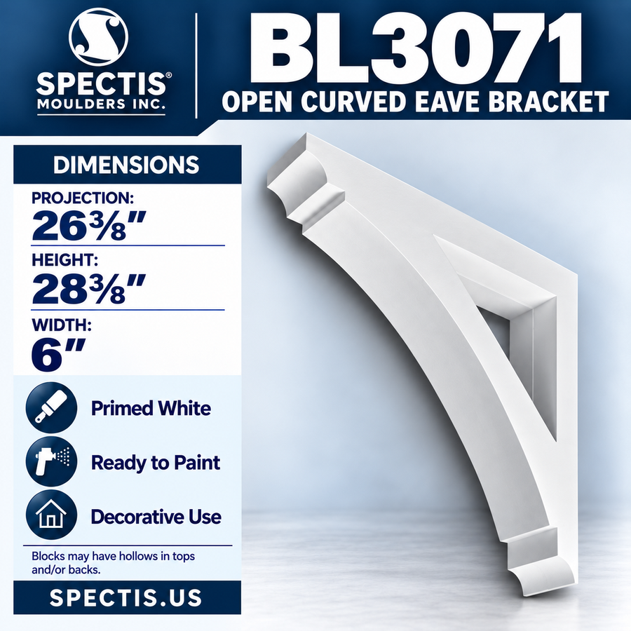 BL3071 Open Curved Eave Bracket 6"W x 28.375"H x 26.375"P