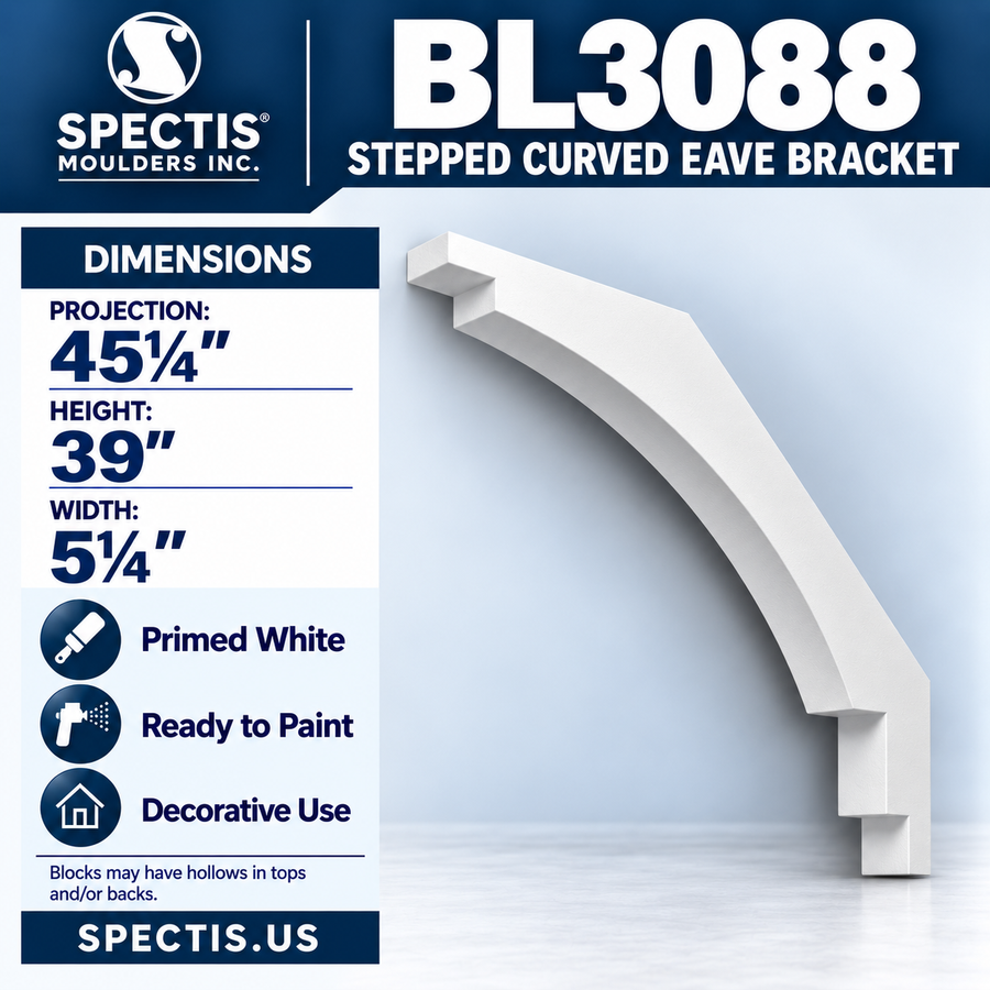 BL3088 Stepped Curved Eave Bracket 5.25"W x 39"H x 45.25"P