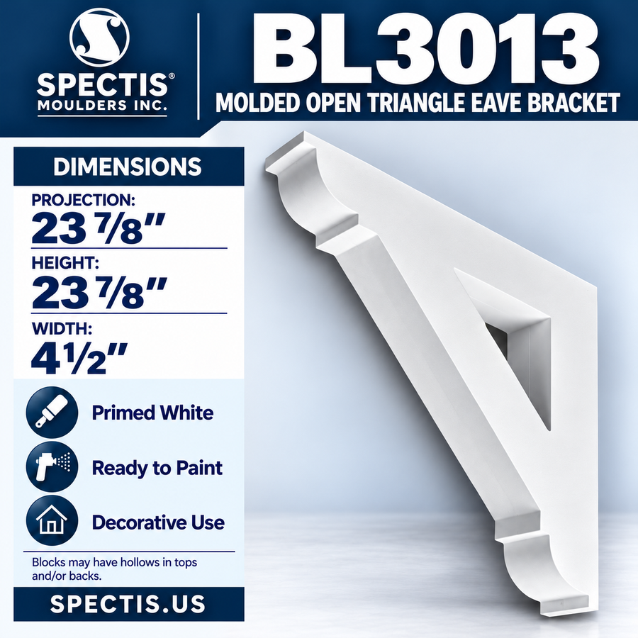 BL3013 Molded Open Triangle Eave Bracket 4.5"W x 23.875"H x 23.875"P