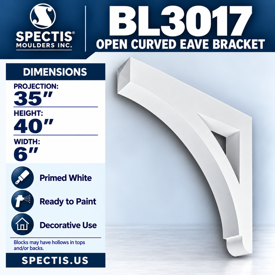 BL3017 Open Curved Eave Bracket 6"W x 40"H x 35"P